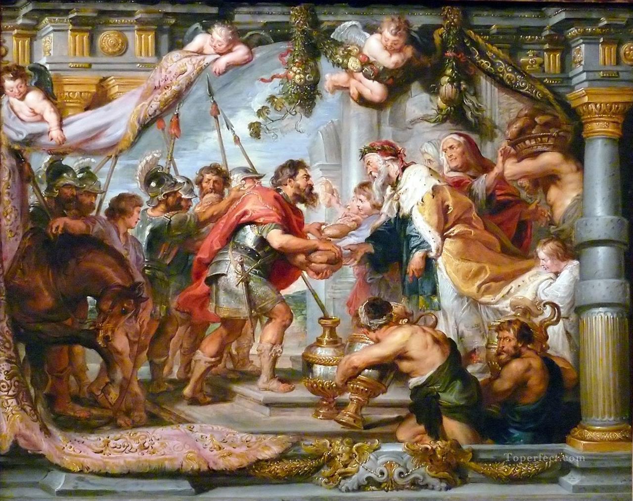 El encuentro de Abraham y Melquisedec Barroco Peter Paul Rubens Pintura al óleo